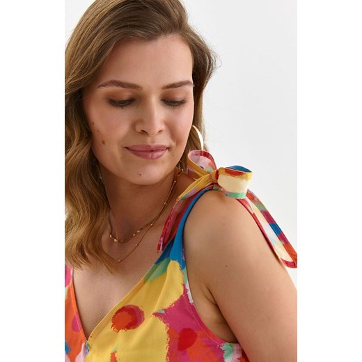 Printowana bluzka bez rękawów w kolorowe kwiaty DKE0006, Kolor różowo-żółty, Top Secret 36 Primodo
