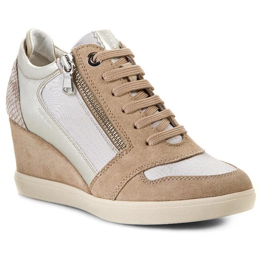 Sneakersy GEOX - D Eleni B D4467B 0AS22 C6437 Beżowy eobuwie-pl brazowy