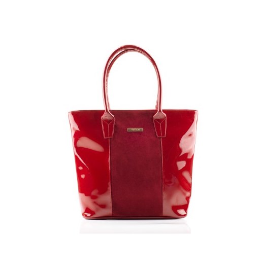 Elegancka prostokątna torba typu shopper etorba-pl czerwony na suwak