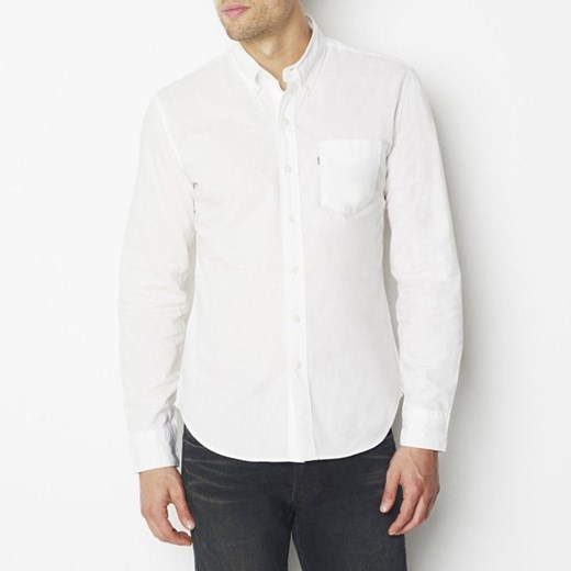 Koszula o wąskim kroju (dopasowana), z długim rękawem la-redoute-pl bialy bawełna