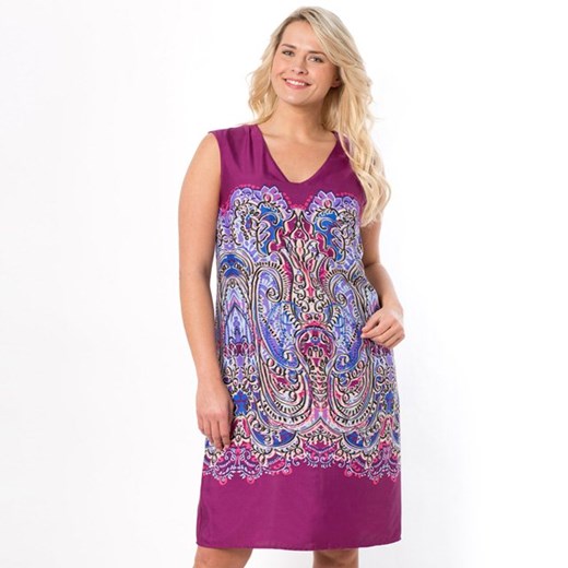 Sukienka średniej długości, trapezowy krój la-redoute-pl fioletowy dzianina