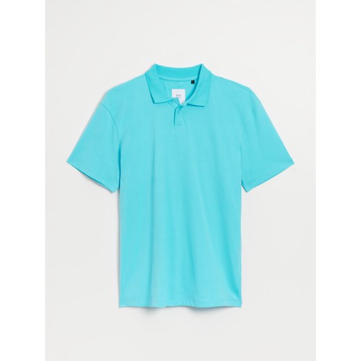 Błękitna koszulka polo z gładkiej dzianiny - Niebieski House XXL House