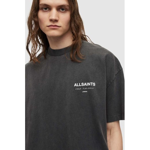 AllSaints t-shirt bawełniany kolor czarny z nadrukiem M ANSWEAR.com