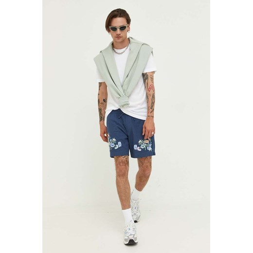Abercrombie & Fitch szorty z domieszką lnu kolor niebieski Abercrombie & Fitch XL ANSWEAR.com