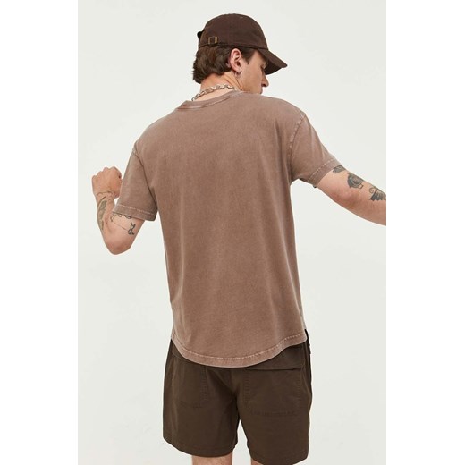 Abercrombie &amp; Fitch t-shirt bawełniany kolor brązowy gładki Abercrombie & Fitch M ANSWEAR.com