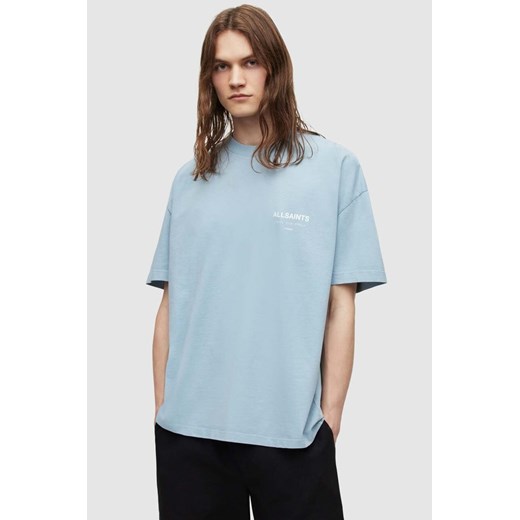 AllSaints t-shirt bawełniany kolor niebieski z nadrukiem M ANSWEAR.com