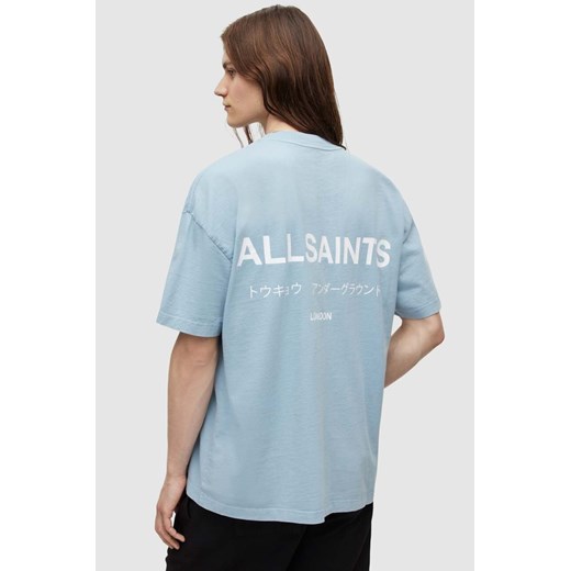 AllSaints t-shirt bawełniany kolor niebieski z nadrukiem M ANSWEAR.com