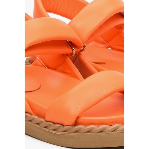 Estro: Pomarańczowe sandały damskie ze skóry naturalnej na lato Estro 39 Estro wyprzedaż