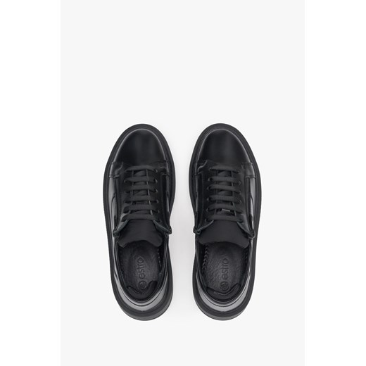 Estro: Sneakersy damskie skórzane z suwakiem w kolorze czarnym Estro 37 promocyjna cena Estro