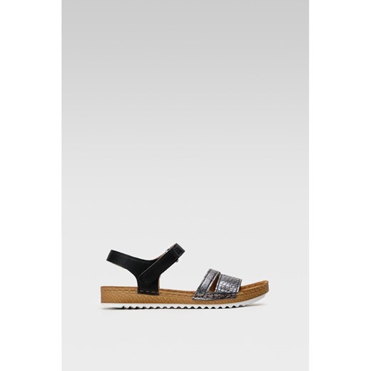 Inblu sandały damskie płaskie z klamrą welurowe 