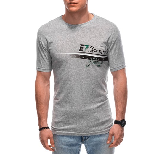 T-shirt męski z nadrukiem 1838S - szary ze sklepu Edoti w kategorii T-shirty męskie - zdjęcie 158504629