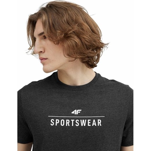 T-shirt męski czarny 4F z dresu z krótkim rękawem 
