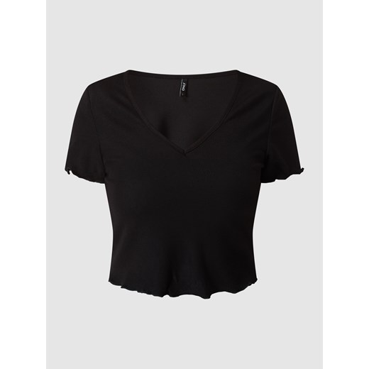 T-shirt krótki z falistym dołem model ‘Kika’ L Peek&Cloppenburg  promocyjna cena