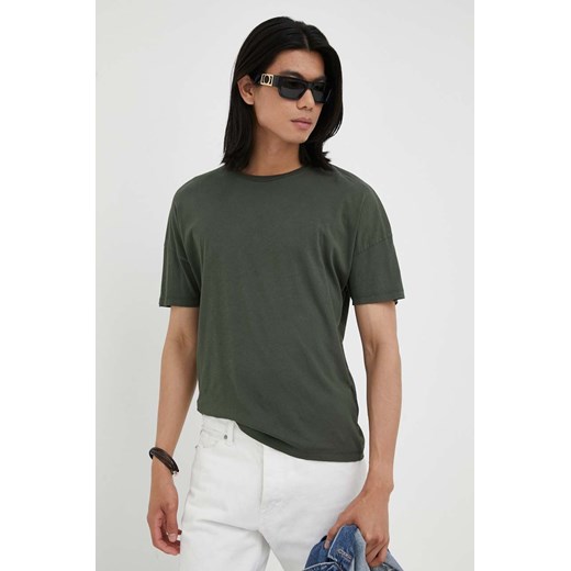 American Vintage t-shirt bawełniany kolor zielony gładki American Vintage XL ANSWEAR.com