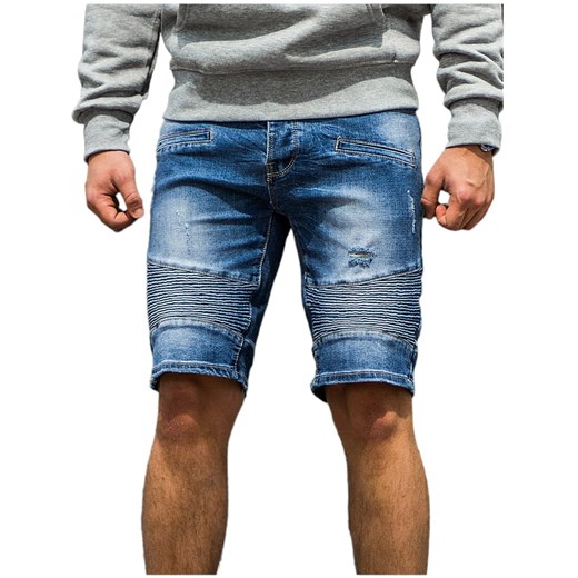 Granatowe męskie spodenki jeansowe Recea ze sklepu Recea.pl w kategorii Spodenki męskie - zdjęcie 158828727
