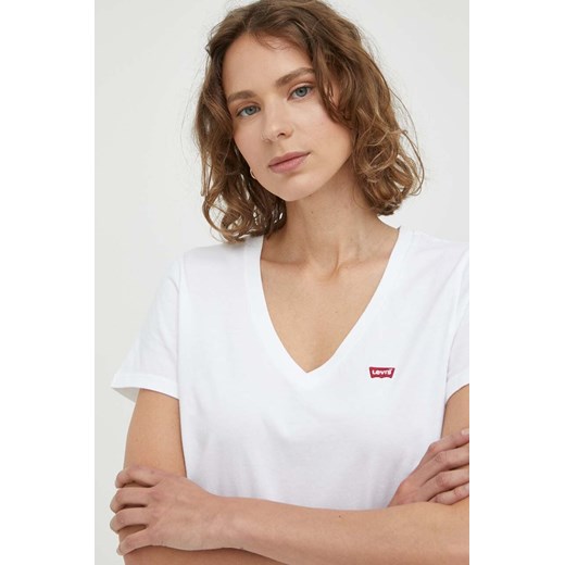 Levi&apos;s t-shirt bawełniany 2-pack kolor biały ze sklepu ANSWEAR.com w kategorii Bluzki damskie - zdjęcie 158842839