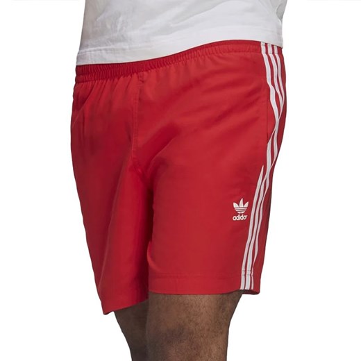 Spodenki adidas Original Adicolor Classics 3-Stripes Swim HF2120 - czerwone ze sklepu streetstyle24.pl w kategorii Kąpielówki - zdjęcie 158852209