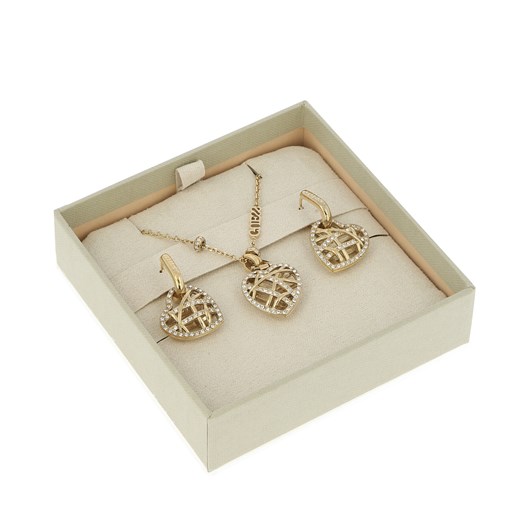 Zestaw naszyjnik i kolczyki Guess Heart Cage JUBS03 192JW YG Guess one size okazyjna cena eobuwie.pl