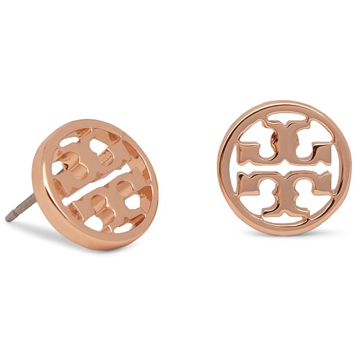 Kolczyki Tory Burch Logo Circle Stud Earring 11165518 Rose Gold 652 Tory Burch one size wyprzedaż eobuwie.pl