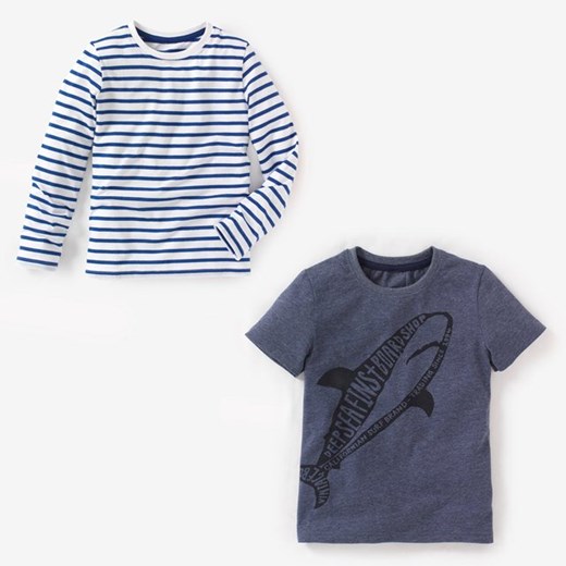 T-shirt z nadrukiem (pakiet 2 szt.) la-redoute-pl niebieski bawełna
