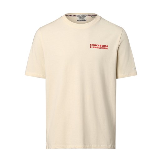 Scotch & Soda T-shirt męski Mężczyźni Bawełna beżowy nadruk ze sklepu vangraaf w kategorii T-shirty męskie - zdjęcie 158972137
