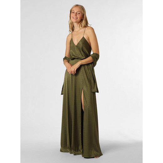Unique Damska sukienka wieczorowa z etolą Kobiety Sztuczne włókno khaki jednolity ze sklepu vangraaf w kategorii Sukienki - zdjęcie 158972198