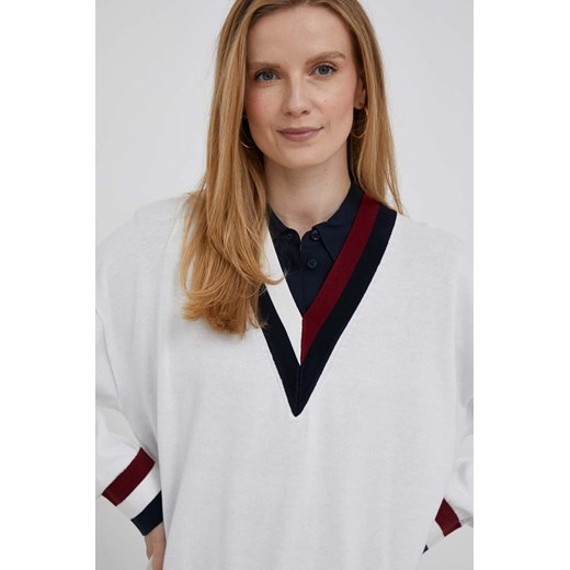 Tommy Hilfiger sweter damski kolor beżowy lekki Tommy Hilfiger XS ANSWEAR.com