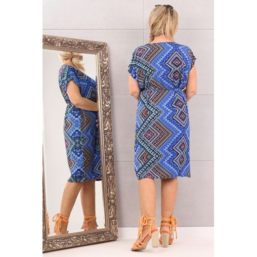 Sukienka letnia w orientalny wzór midi niebieska - 4XL/5XL Femimoda 4XL/5XL femimoda.pl