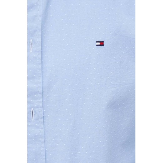 Koszula męska Tommy Hilfiger casual niebieska z klasycznym kołnierzykiem bawełniana