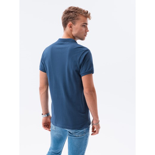 Koszulka męska polo z dzianiny pique - ciemnoniebieski V13 S1374 XL ombre
