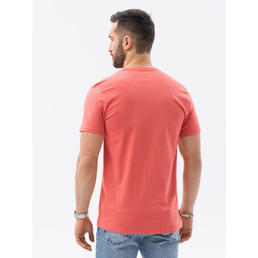 T-shirt męski bawełniany BASIC - koralowy V9 S1370 XL ombre