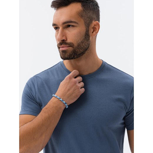 T-shirt męski bawełniany BASIC - ciemnoniebieski V18 S1370 L ombre