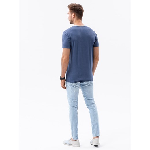 T-shirt męski bawełniany - niebieski V3 S1385 M ombre