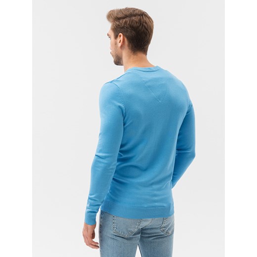Sweter męski z haftem - błękitny V21 E191 XXL ombre