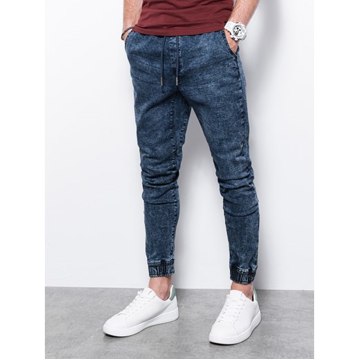 Spodnie męskie jeansowe joggery - niebieskie V1 P1027 M ombre