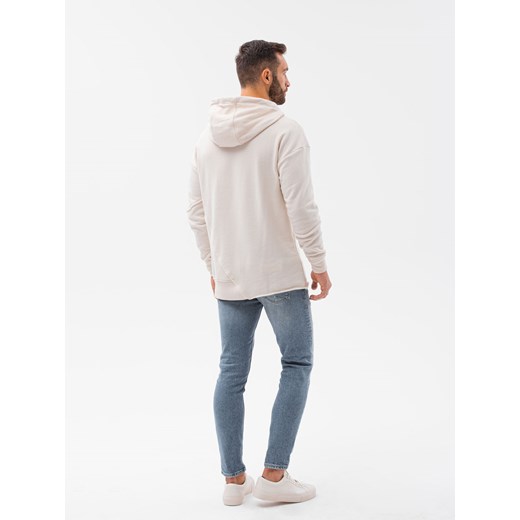 Bluza męska hoodie z przeszyciami - kremowa V1 B1187 L ombre okazyjna cena
