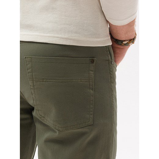 Spodnie męskie chinosy SLIM FIT - oliwkowe V26 P1059 L ombre