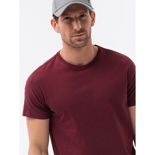T-shirt męski bawełniany BASIC - bordowy V10 S1370 S ombre