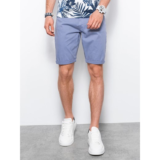 Krótkie spodenki męskie casual - błękitne V15 W303 L ombre