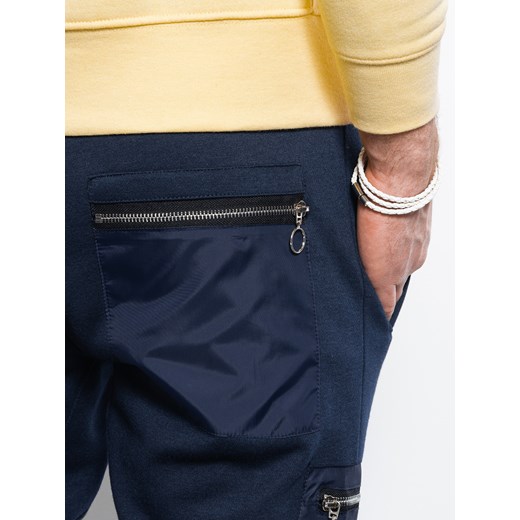 Spodnie męskie dresowe joggery - granatowe V5 P917 L ombre
