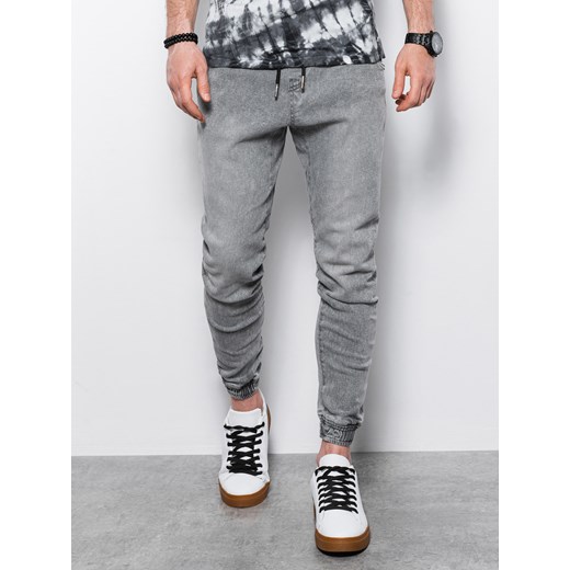 Spodnie męskie jeansowe joggery - szare V3 P1027 XXL ombre
