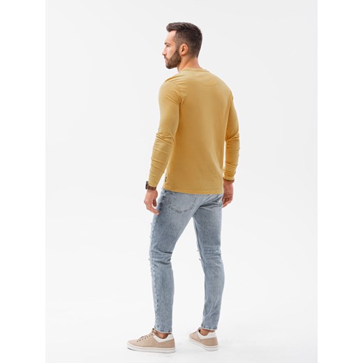 Longsleeve męski bez nadruku - musztardowy V1 L131 L ombre
