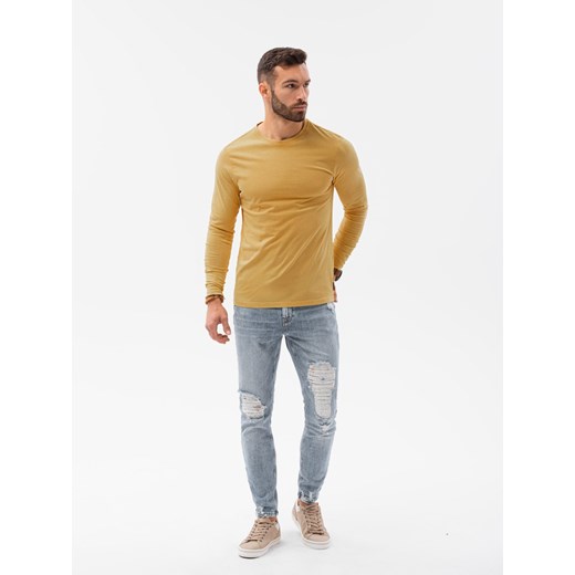 Longsleeve męski bez nadruku - musztardowy V1 L131 S ombre