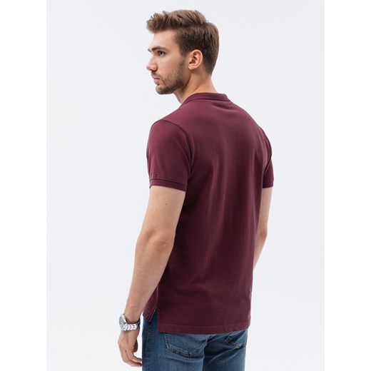 Koszulka męska polo z dzianiny pique - bordowa V10 S1374 XXL ombre
