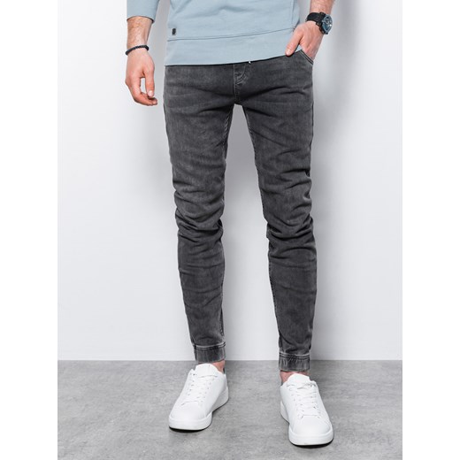 Spodnie męskie jeansowe joggery - szare P907 M ombre