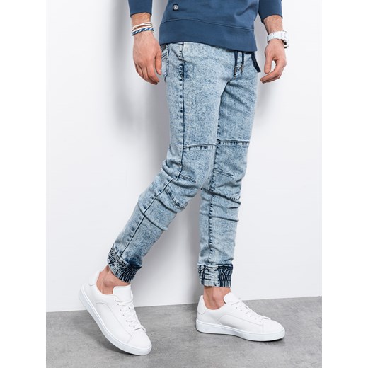 Spodnie męskie jeansowe joggery - jasnoniebieskie V1 P1056 L ombre
