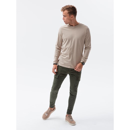 Longsleeve męski bez nadruku - beżowy V8 L138 XXL ombre