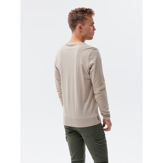 Longsleeve męski bez nadruku - beżowy V8 L138 XXL ombre