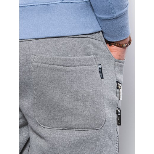 Spodnie męskie dresowe joggery - szary melanż V1 P900 L ombre