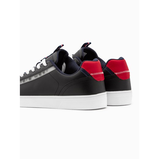 Buty męskie sneakersy z kontrastowymi detalami - czarne V3 OM-FOSL-0112 45 ombre